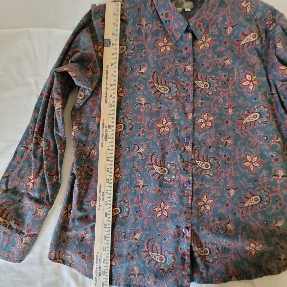 Paisley Blue Red Tan Button Shirt Territory Ahead Womens Size XL - Picture 9 of 11